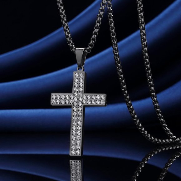 Men Stainless Steel Crucifix Cross Jesus Christ Pendant Necklace - Picture 2 of 9